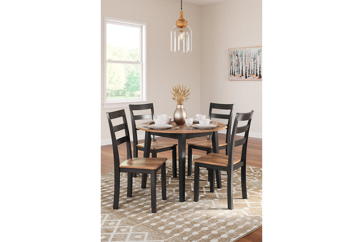 Gesthaven Natural/Brown Dining Table and 4 Chairs