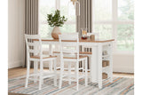 Gesthaven Natural/White Counter Height Dining Table and 4 Barstools