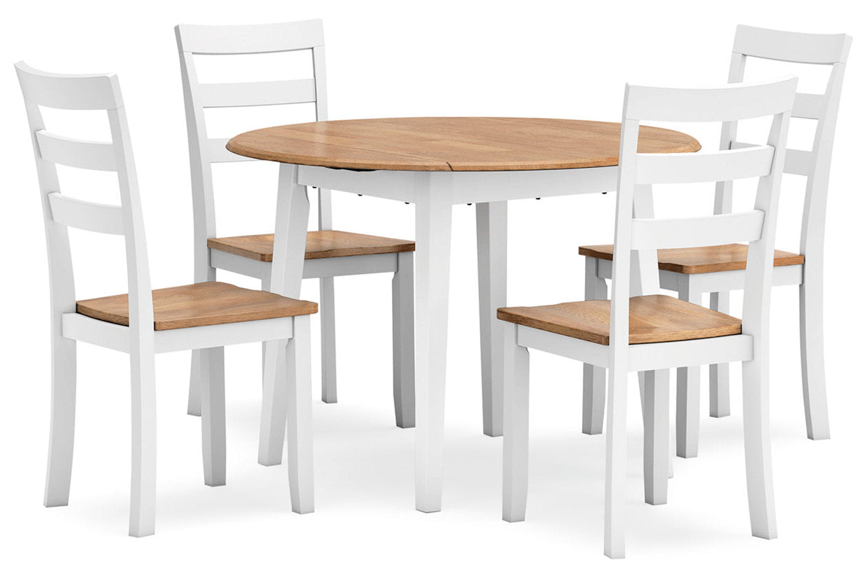 Gesthaven Natural/White Dining Table and 4 Chairs