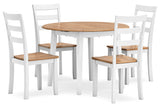 Gesthaven Natural/White Dining Table and 4 Chairs