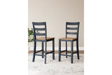 Gesthaven Natural/Blue Counter Height Dining Table and 2 Barstools