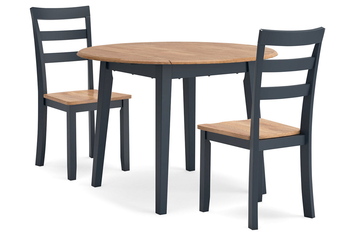 Gesthaven Natural/Blue Dining Table and 2 Chairs