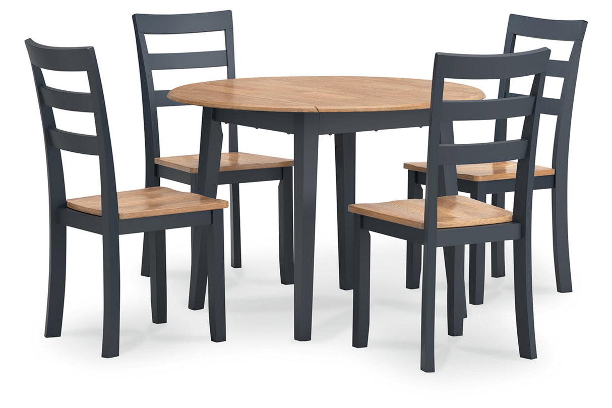 Gesthaven Natural/Blue Dining Table and 4 Chairs