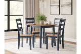 Gesthaven Natural/Blue Dining Table and 4 Chairs