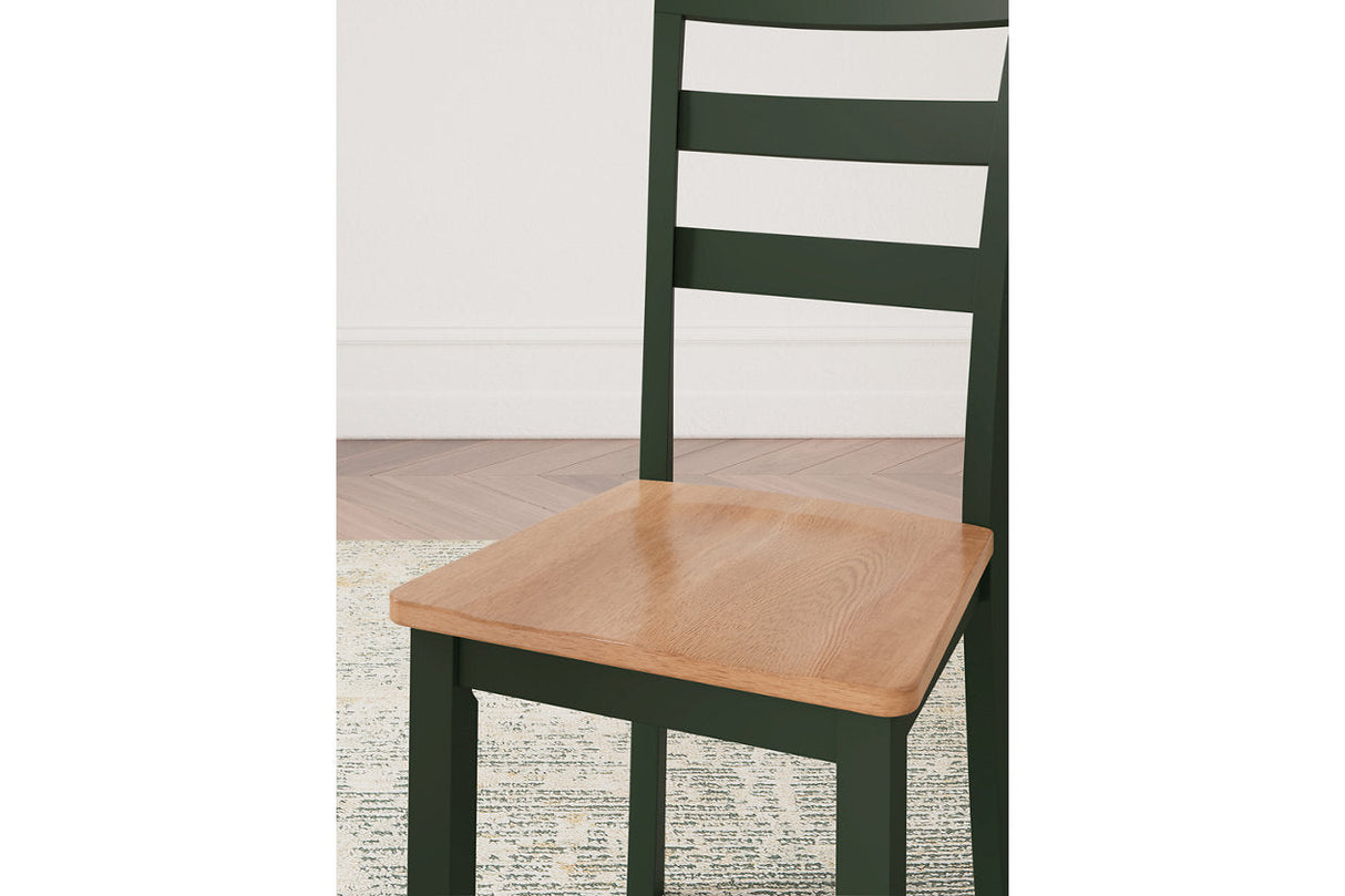 Gesthaven Natural/Green Dining Table and 2 Chairs