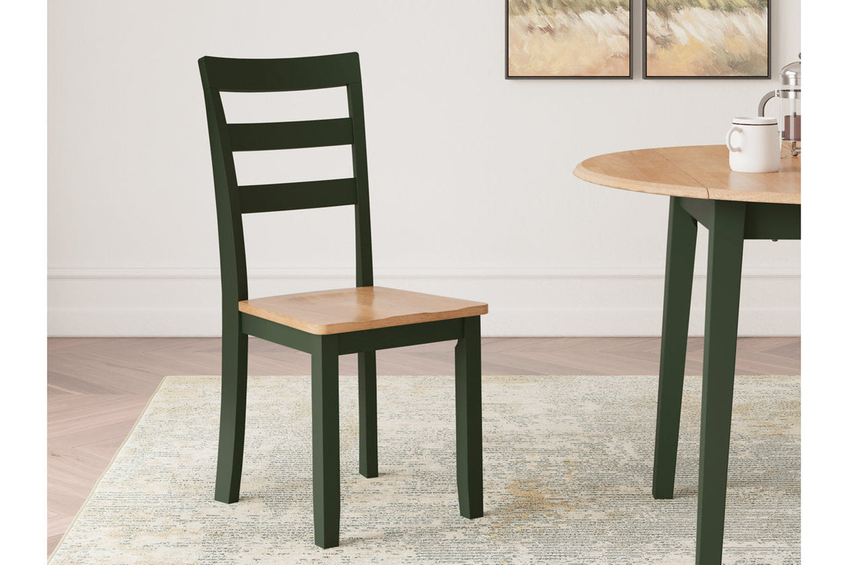 Gesthaven Natural/Green Dining Table and 2 Chairs