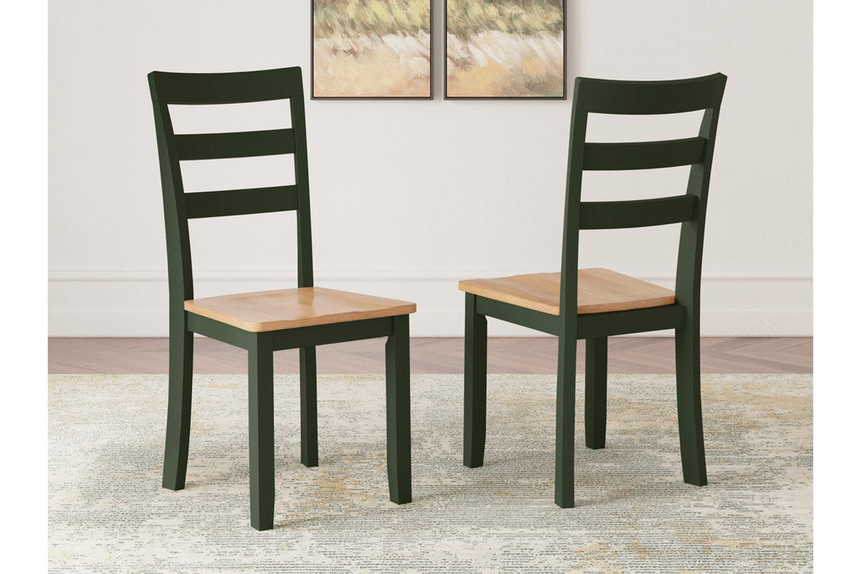 Gesthaven Natural/Green Dining Table and 2 Chairs