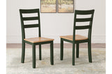 Gesthaven Natural/Green Dining Table and 2 Chairs