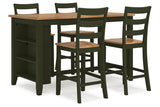 Gesthaven Natural/Green Counter Height Dining Table and 4 Barstools