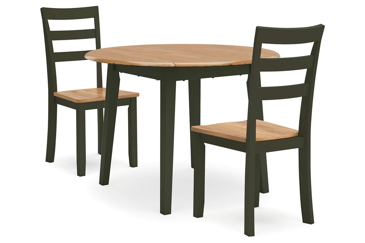 Gesthaven Natural/Green Dining Table and 2 Chairs