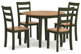 Gesthaven Natural/Green Dining Table and 4 Chairs