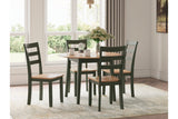 Gesthaven Natural/Green Dining Table and 4 Chairs