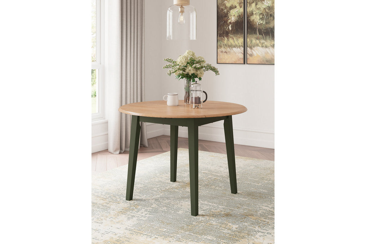 Gesthaven Natural/Green Dining Table and 2 Chairs