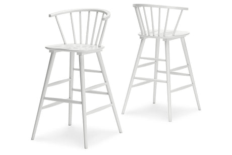 Grannen White Bar Height Stool, Set of 2