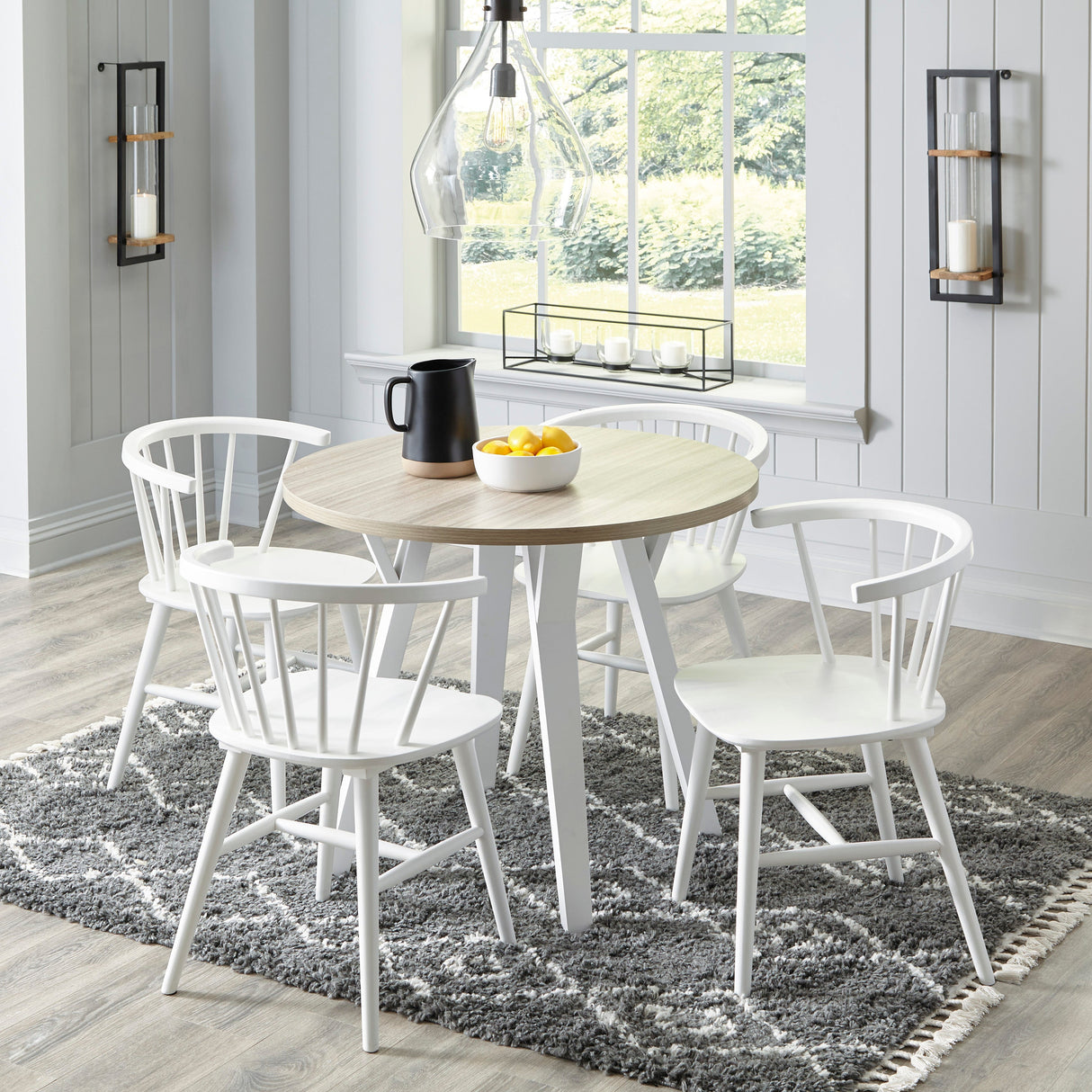 Grannen White 5-Piece Round Dining Set