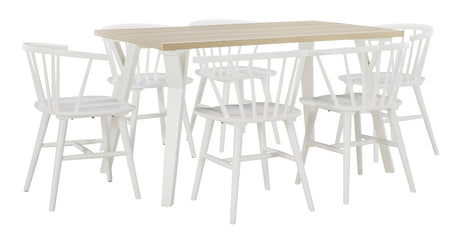 Grannen White/Natural Rectangular Dining Room Set