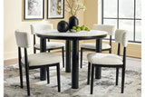 Xandrum Black/White Dining Table and 4 Chairs