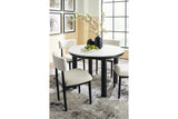 Xandrum Black/White Dining Table and 4 Chairs