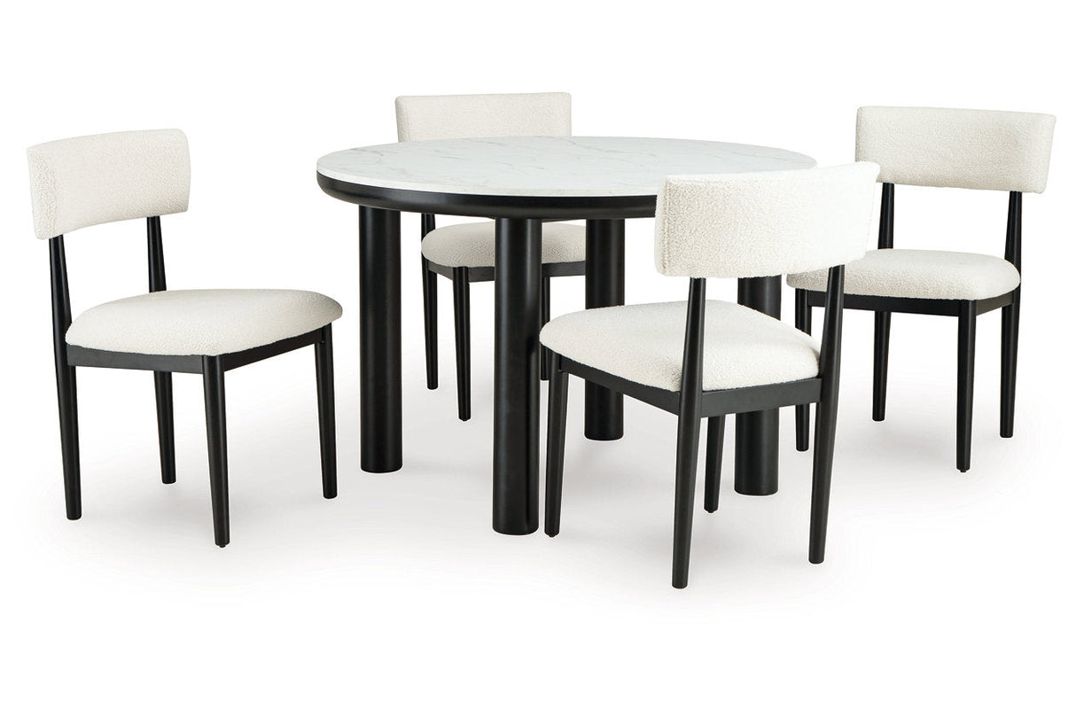 Xandrum Black/White Dining Table and 4 Chairs