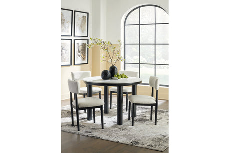 Xandrum Black/White Dining Table and 4 Chairs