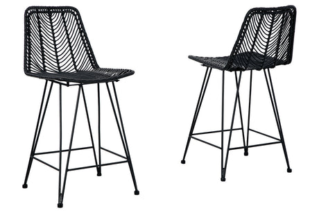 Angentree Black Counter Height Barstool, Set of 2