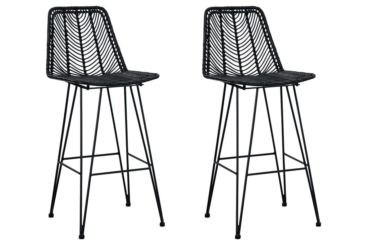 Angentree Black Bar Height Barstool, Set of 2