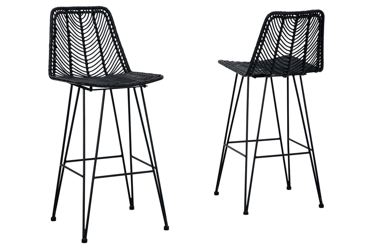 Angentree Black Bar Height Barstool, Set of 2