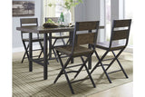 Kavara Medium Brown Counter Height Dining Table with 4 Barstools