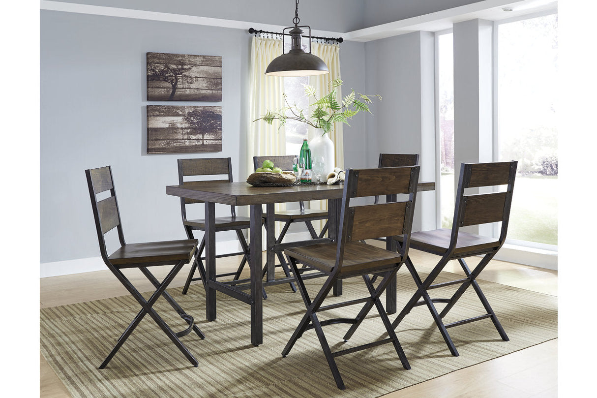 Kavara Medium Brown Counter Height Dining Table with 4 Barstools