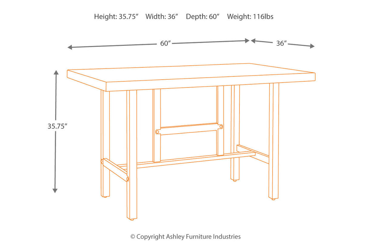 Kavara Medium Brown Counter Height Dining Table with 4 Barstools