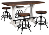 Valebeck White/Brown 5-Piece Counter Height Set w/ Stools