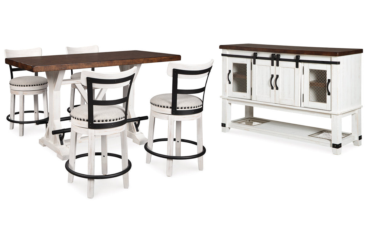 Valebeck Multi Counter Height Dining Table, 4 Barstools and Server