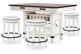 Valebeck Multi Counter Height Dining Table and 4 Barstools