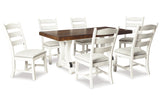 Valebeck Beige/White Dining Table and 6 Chairs