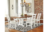 Valebeck Beige/White Dining Table and 6 Chairs