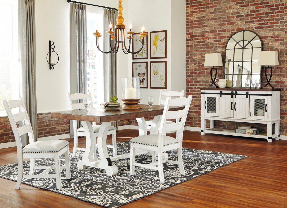 Valebeck Beige/White Rectangular Dining Set