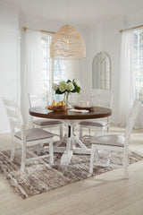 Valebeck Beige/White 5-Piece Round Dining Set