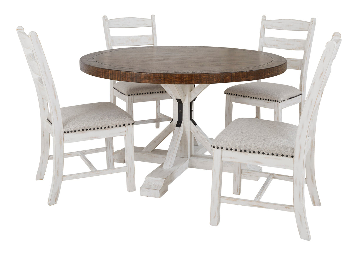 Valebeck Beige/White 5-Piece Round Dining Set