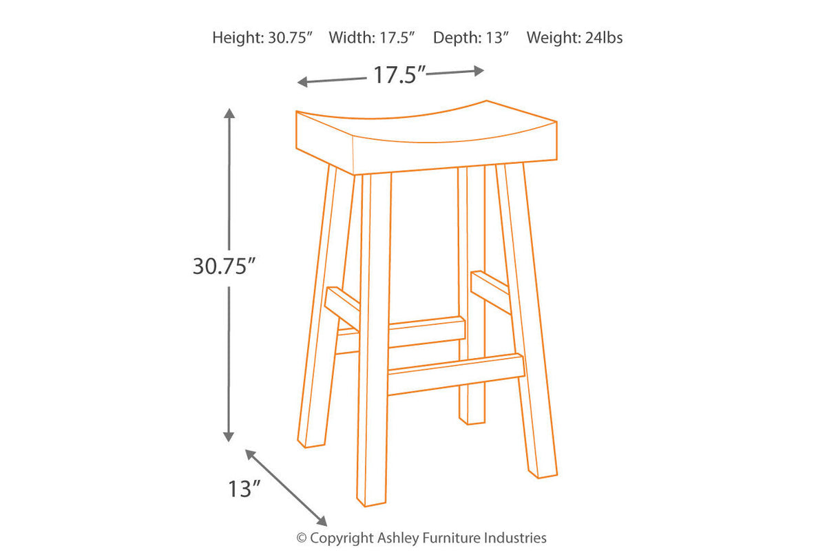 Glosco Medium Brown/Dark Brown Bar Height Barstool, Set of 2