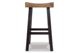 Glosco Medium Brown/Dark Brown Bar Height Barstool, Set of 2