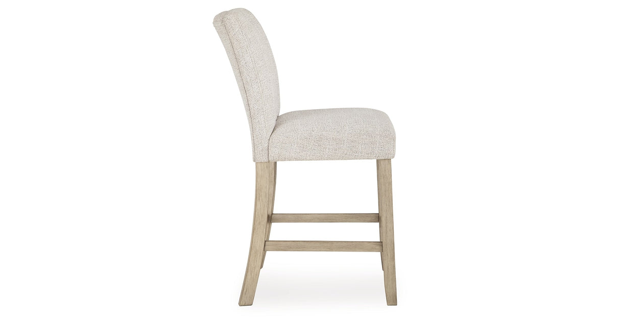 Larawyn Bisque Counter Height Barstool, Set of 2 by Ashley at Eve Furniture