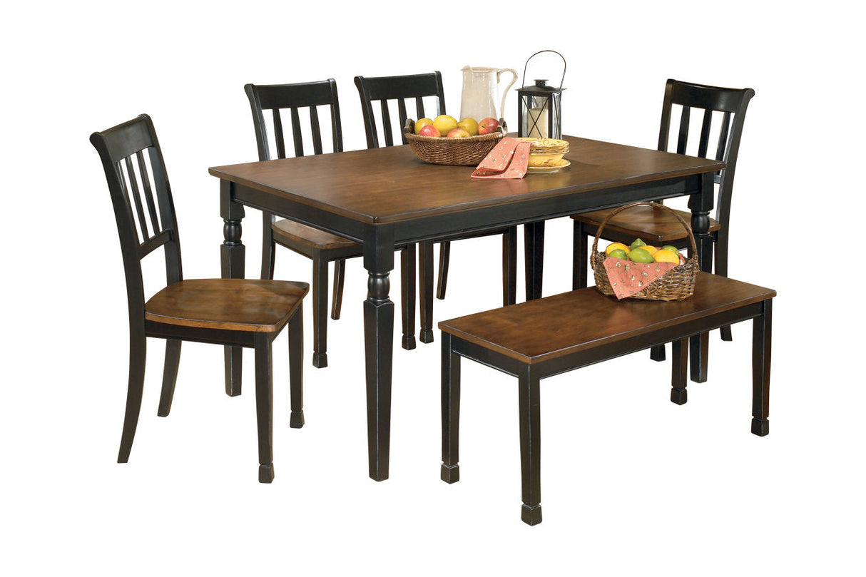 Owingsville Black/Brown Dining Table and 4 Chairs and Bench