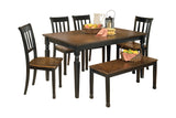 Owingsville Black/Brown Dining Table and 4 Chairs and Bench