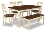 Whitesburg Brown/Cottage White Dining Table with 4 Chairs and Bench