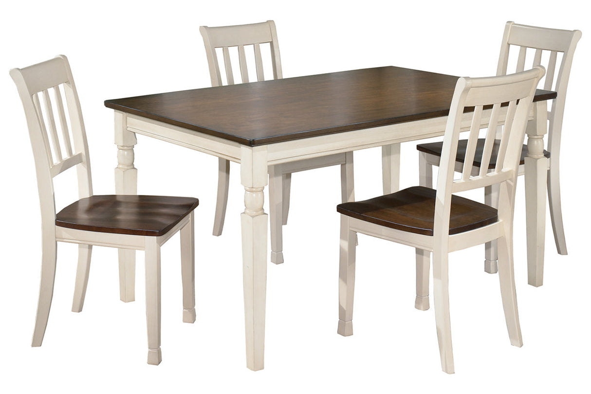 Whitesburg Brown/Cottage White Dining Table and 4 Chairs