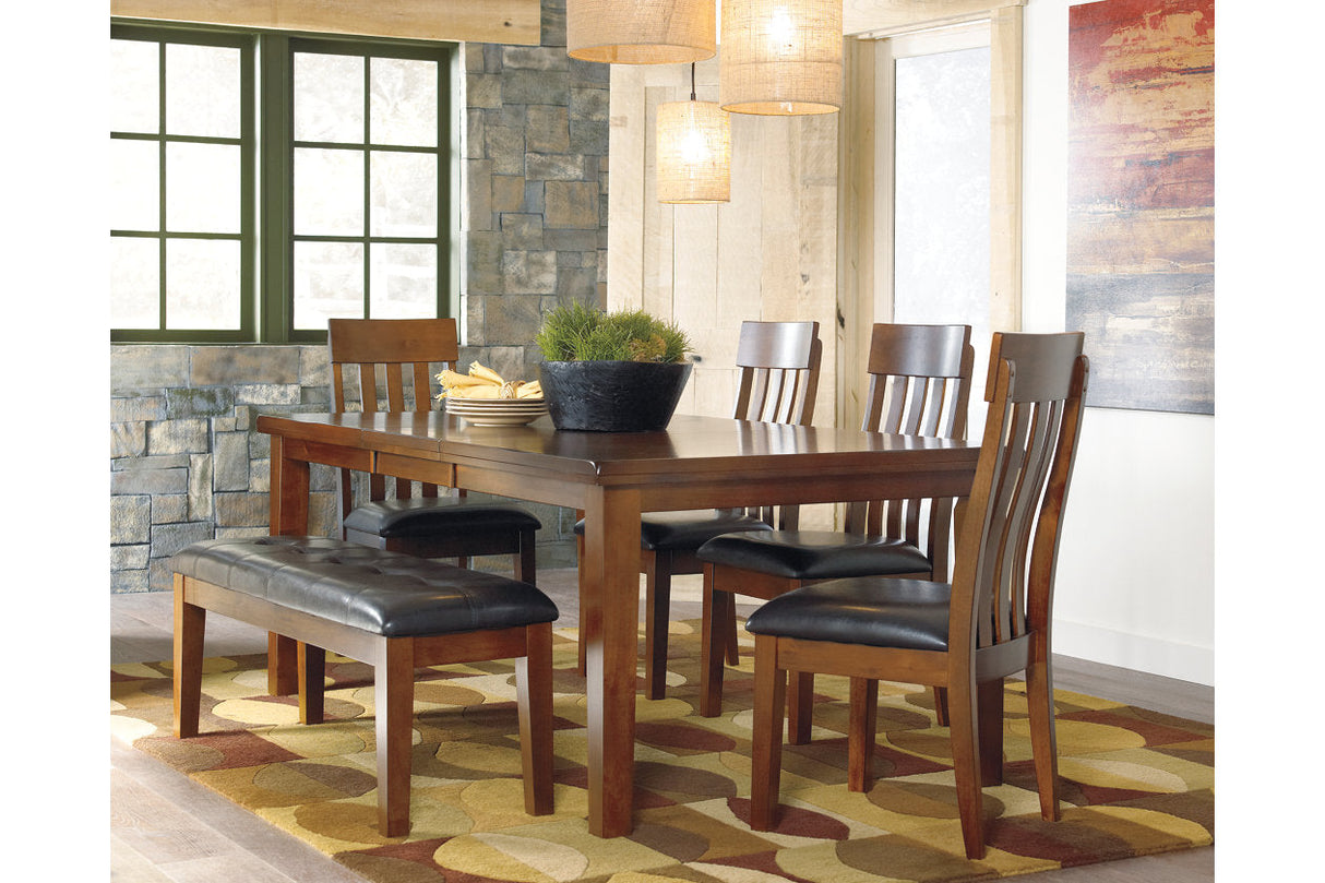 Ralene Medium Brown Dining Table and 4 Chairs and Bench