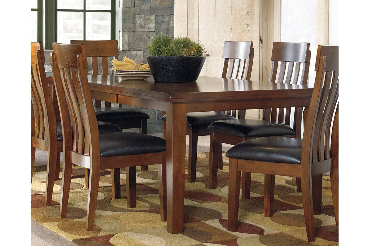 Ralene Medium Brown Dining Table and 6 Chairs and Bench