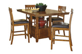 Ralene Medium Brown Counter Height Dining Table and 4 Barstools