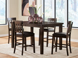 Haddigan Dark Brown Counter Height Dining Table and 4 Barstools
