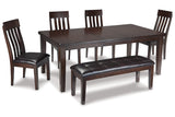 Haddigan Dark Brown Dining Table with 4 Chairs and Bench